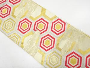 アンティーク　ヱ霞に重ね亀甲模様織り出し袋帯（材料）